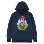 Balloon Printed Fleece Hooded Sweatshirt Print On Your Demand, Size:L(Navy Blue)