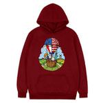 Balloon Printed Fleece Hooded Sweatshirt Print On Your Demand, Size:L(Wine Red)