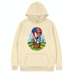 Balloon Printed Fleece Hooded Sweatshirt Print On Your Demand, Size:XXL(Khaki)