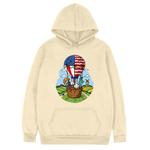 Balloon Printed Fleece Hooded Sweatshirt Print On Your Demand, Size:XXXL(Khaki)