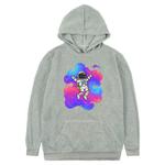 Astronaut Printed Fleece Hooded Sweatshirt Print On Your Demand, Size:XS(Grey)