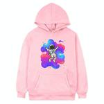 Astronaut Printed Fleece Hooded Sweatshirt Print On Your Demand, Size:M(Pink)