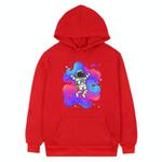 Astronaut Printed Fleece Hooded Sweatshirt Print On Your Demand, Size:M(Red)