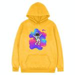 Astronaut Printed Fleece Hooded Sweatshirt Print On Your Demand, Size:M(Yellow)