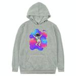 Astronaut Printed Fleece Hooded Sweatshirt Print On Your Demand, Size:M(Grey)