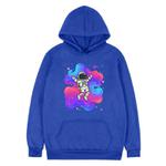 Astronaut Printed Fleece Hooded Sweatshirt Print On Your Demand, Size:XXL(Blue)