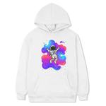 Astronaut Printed Fleece Hooded Sweatshirt Print On Your Demand, Size:XXXL(White)