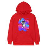 Astronaut Printed Fleece Hooded Sweatshirt Print On Your Demand, Size:XXXL(Red)