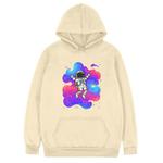 Astronaut Printed Fleece Hooded Sweatshirt Print On Your Demand, Size:XXXL(Khaki)