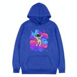 Astronaut Printed Fleece Hooded Sweatshirt Print On Your Demand, Size:XXXL(Blue)