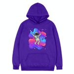 Astronaut Printed Fleece Hooded Sweatshirt Print On Your Demand, Size:XXXL(Purple)