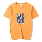 Boy Printed Round Neck Modal Short Sleeve T-shirt Print On Your Demand, Size:S(Orange)