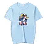 Boy Printed Round Neck Modal Short Sleeve T-shirt Print On Your Demand, Size:XXL(Sky Blue)