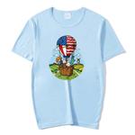 Balloon Printed Round Neck Modal Short Sleeve T-shirt Print On Your Demand, Size:S(Sky Blue)