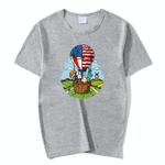 Balloon Printed Round Neck Modal Short Sleeve T-shirt Print On Your Demand, Size:XXL(Lake Blue)
