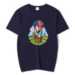 Balloon Printed Round Neck Modal Short Sleeve T-shirt Print On Your Demand, Size:XXXL(Navy Blue)