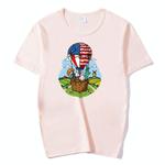 Balloon Printed Round Neck Modal Short Sleeve T-shirt Print On Your Demand, Size:XXXL(Orange)