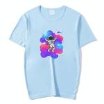 Astronaut Printed Round Neck Modal Short Sleeve T-shirt Print On Your Demand, Size:L(Sky Blue)