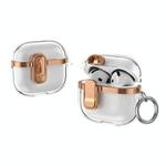 For AirPods 4 Electroplating Transparent Wireless Earphones Case with Security Lock(Champagne Gold)