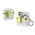For AirPods 4 Electroplating Transparent Wireless Earphones Case with Security Lock(Light Green)