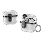 For AirPods 4 Electroplating Transparent Wireless Earphones Case with Security Lock(Black)