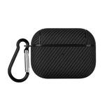For AirPods Pro 2 Carbon Fibre Texture PU Earbuds Box PC Case with Hook(Black)