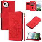 For Sharp Aquos wish5 Tulips Embossed Leather Phone Case with Lanyard(Red)