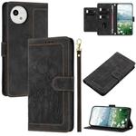 For Sharp Aquos wish5 Tulips Embossed Leather Phone Case with Lanyard(Black)