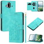 For Fujitsu Arrows F-52B Tulips Embossed Leather Phone Case with Lanyard(Green)