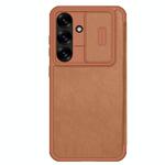 For Samsung Galaxy S25 5G NILLKIN QIN Series Pro Sliding Camera Cover Design Leather Phone Case(Brown)
