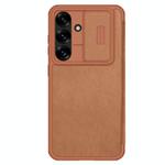 For Samsung Galaxy S25+ 5G NILLKIN QIN Series Pro Sliding Camera Cover Design Leather Phone Case(Brown)