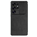 For Samsung Galaxy S25 Ultra 5G NILLKIN QIN Series Pro Sliding Camera Cover Design Leather Phone Case(Black)