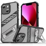 For iPhone 13 Plating Holder PC Hybrid TPU Phone Case(Gray Black)