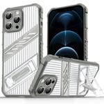 For iPhone 12 Pro Max Plating Holder PC Hybrid TPU Phone Case(Space Gray)