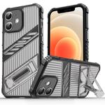 For iPhone 12 Plating Holder PC Hybrid TPU Phone Case(Gray Black)