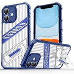 For iPhone 11 Plating Holder PC Hybrid TPU Phone Case(Navy Blue)