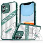 For iPhone 11 Plating Holder PC Hybrid TPU Phone Case(Dark Green)