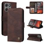 For Motorola Moto G15 / G15 Power Skin Feel Life Tree Metal Button Leather Phone Case(Brown)