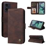 For Motorola Moto G35 Skin Feel Life Tree Metal Button Leather Phone Case(Brown)
