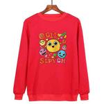 Funny Face Printed Casual Loose Round Neck Sweatshirt Print On Your Demand, Size:XS(Red)