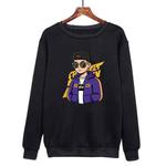 Hipster Printed Casual Loose Round Neck Sweatshirt Print On Your Demand, Size:XXXL(Black)
