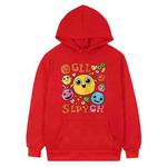 Funny Face Printed Fleece Hooded Sweatshirt Print On Your Demand, Size:L(Red)