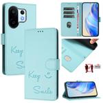 For vivo S30 Pro mini Smile Embossing RFID Leather Phone Case(Mint Green)