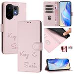 For vivo S30 Smile Embossing RFID Leather Phone Case(Pink)