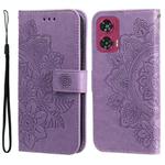 For Motorola Edge 50 Fusion Seven-petal Flowers Embossing Leather Phone Case(Light Purple)