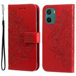 For Motorola Moto G05 / E15 Seven-petal Flowers Embossing Leather Phone Case(Red)