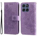 For Motorola Edge 60 Fusion / Edge 5G 2025 Seven-petal Flowers Embossing Leather Phone Case(Light Purple)