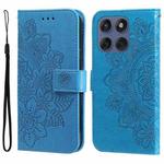 For Motorola Edge 60 Fusion / Edge 5G 2025 Seven-petal Flowers Embossing Leather Phone Case(Blue)
