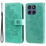 For Motorola Edge 60 Fusion / Edge 5G 2025 Seven-petal Flowers Embossing Leather Phone Case(Green)