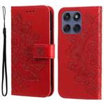 For Motorola Edge 60 Fusion / Edge 5G 2025 Seven-petal Flowers Embossing Leather Phone Case(Red)